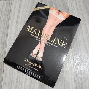 Honey Birdette Madeline Ivory and Gold Bridal Stockings Thigh Highs Size M